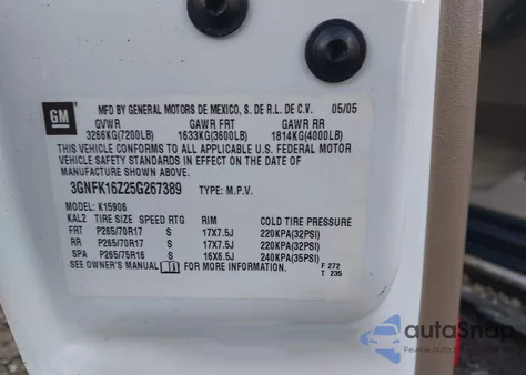 2005 Chevrolet Suburban 1500 Lt z USA, uszkodzony, nr VIN 3GNFK16Z25G267389